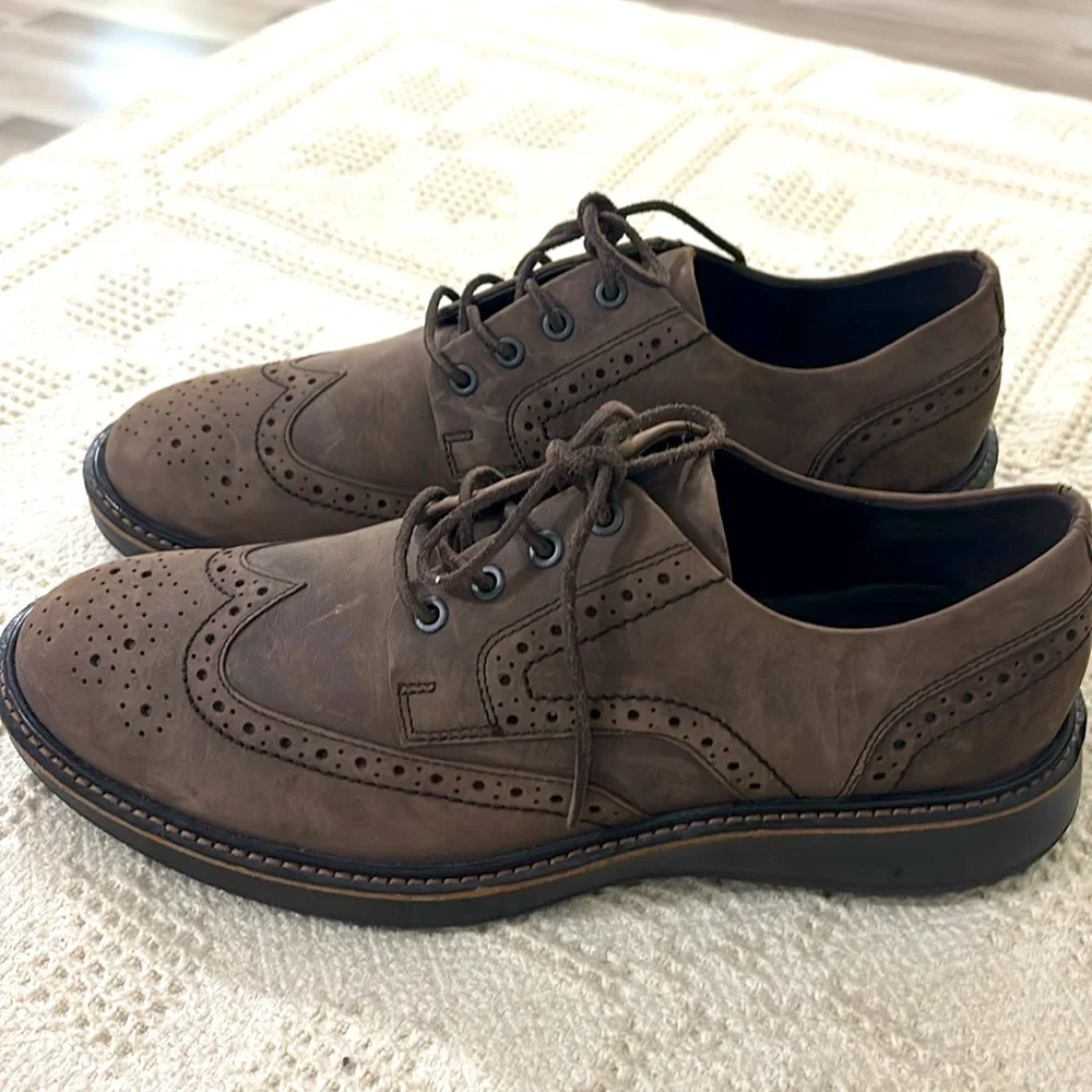 ECCO‎ Men's Lhasa Brogue Tie Oxford Leather Dress Shoes NWOB Size 9